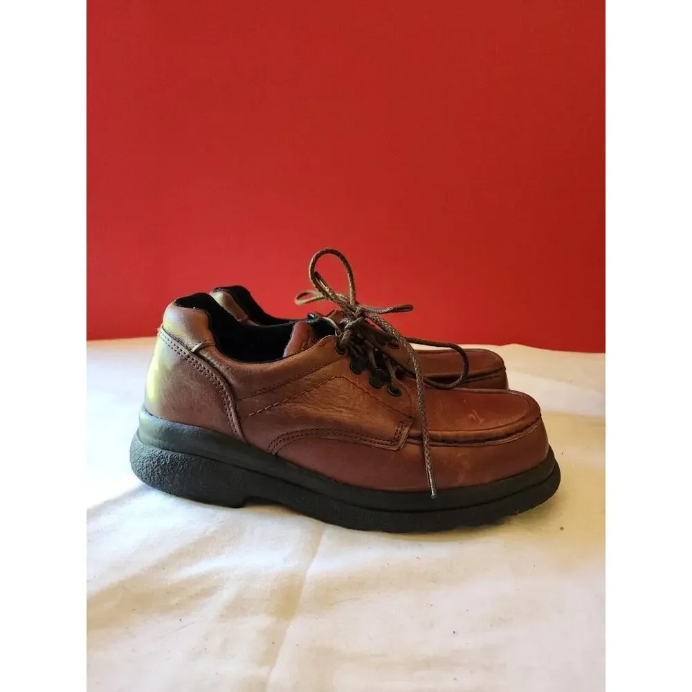 Vintage RED WING BROWN LEATHER STEEL TOE SUPER SOLE SHOES MADE IN USA 6.5 d mens